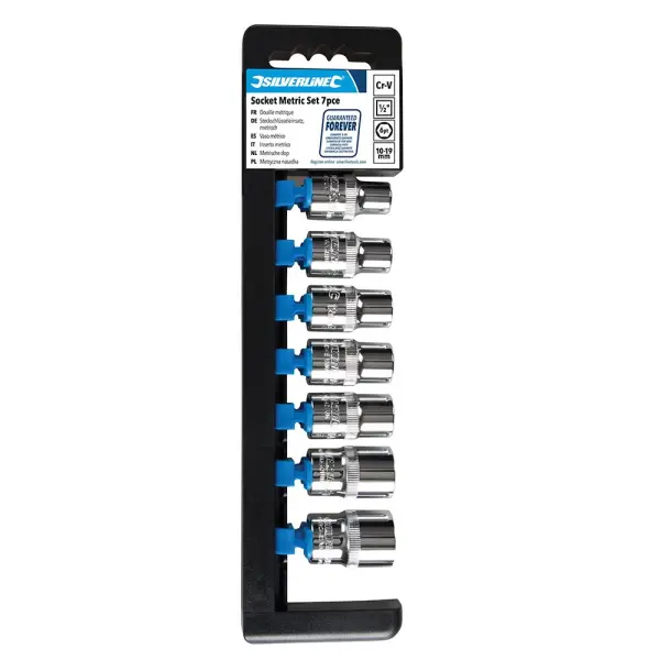 Silverline 1/2″ Drive Metric Socket Set, 7-Piece, 10-19mm