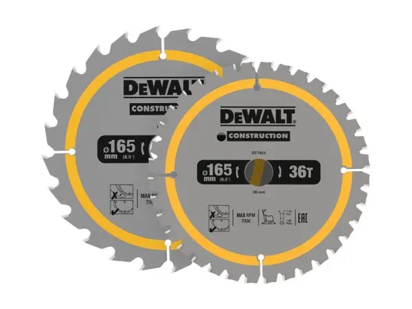 DeWalt DT90270 Sceana Ciorclacha Tógála Pacáiste 2, 165x20mm, 24T/36T