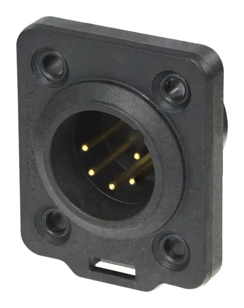 Neutrik Heavy Duty 5-Pole Male XLR Chassis Plug, Gold Contacts