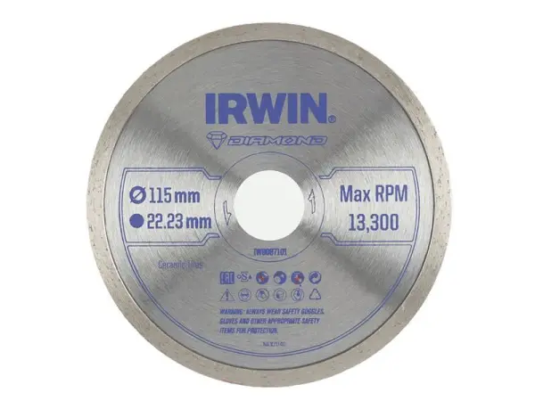 IRWIN Continuous Rim Diamond Blade, 115 x 22.23mm