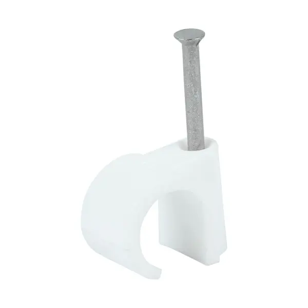 Timco Round Cable Clips, White HDPE, 14mm, Pack of 100