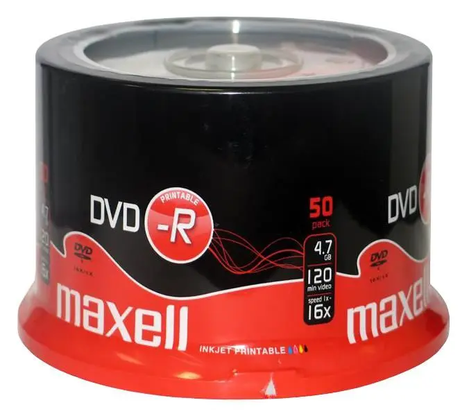 MAXELL - DVD-R Kosong Boleh Cetak 16x Kelajuan - Pek Spindal 50 Keping