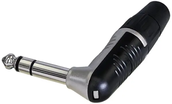 REAN Conector Jack Estéreo 6.35mm 90°, Contactos Niquelados y Estañados