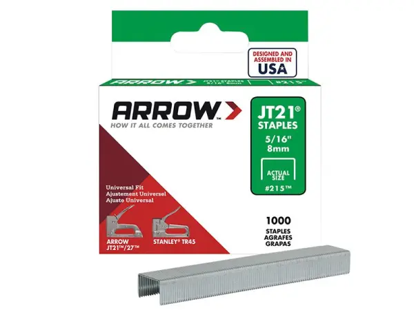 Arrow JT21 T27 Staples, 8mm (5/16in), Pack of 5000