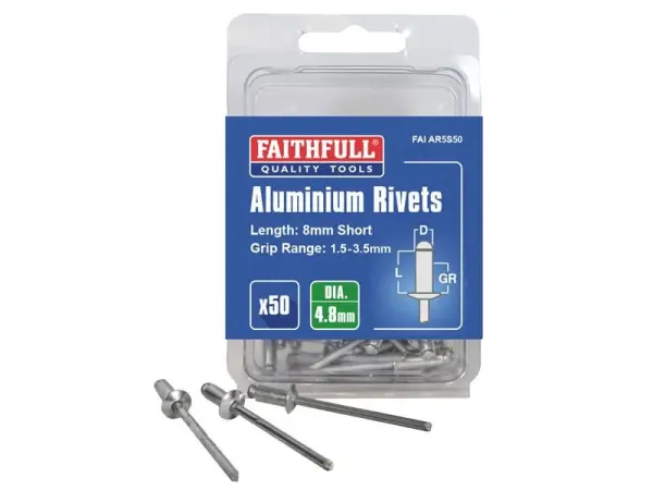 Faithfull アルミリベット 4.8mm×8mm 50個入り