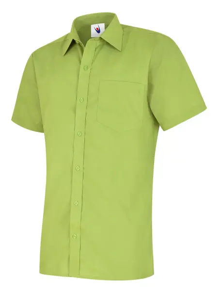 Uneek Men's Chemise à manches courtes en popeline - Lime - Taille 16