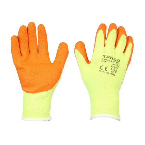 Timco Eco-Grip Gloves, Crinkle Latex Coated Polycotton, Large