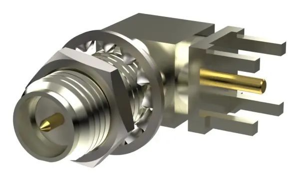 TAOGLAS SMA Female Right Angle PCB Mount Connector, Nickel Plated