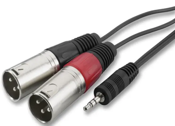IMG STAGE LINE Cavo Stereo Jack 3.5mm a Doppio XLR, 1m, Nero