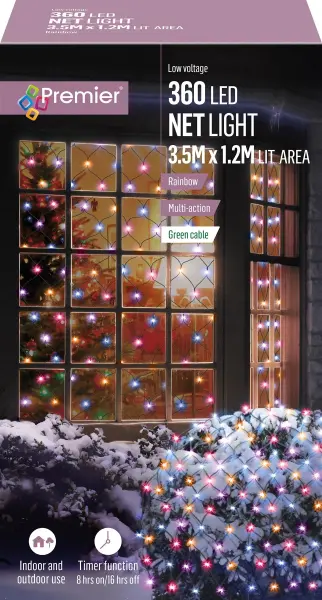 Premier 360 Filet lumineux à LED arc-en-ciel multi-effets 3,5m x 1,2m