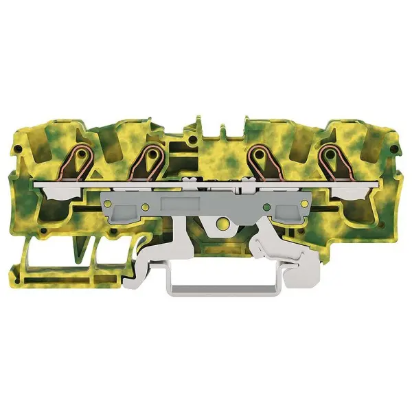 WAGO Ground Through Terminal Block 4 Conductor, 20-8AWG, Green/Yellow