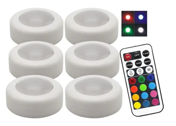 PRO ELEC Lâmpadas LED com Comando Remoto, Pack de 6
