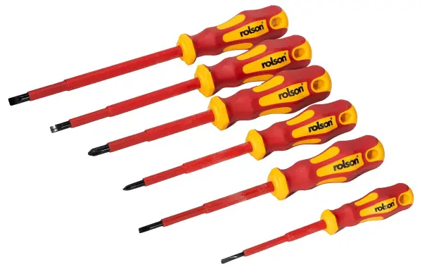 Rolson VDE Insulated Screwdriver Set 6 Piece, IEC60900, 1000V
