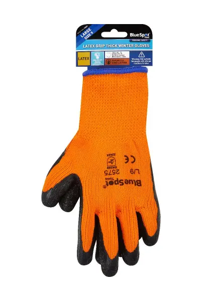 Blue Spot Tools 라텍스 그립 두꺼운 겨울 작업용 장갑, 라지