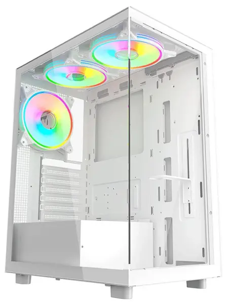 VIDA Vetro ATX aRGB Gaming Tower Case, White