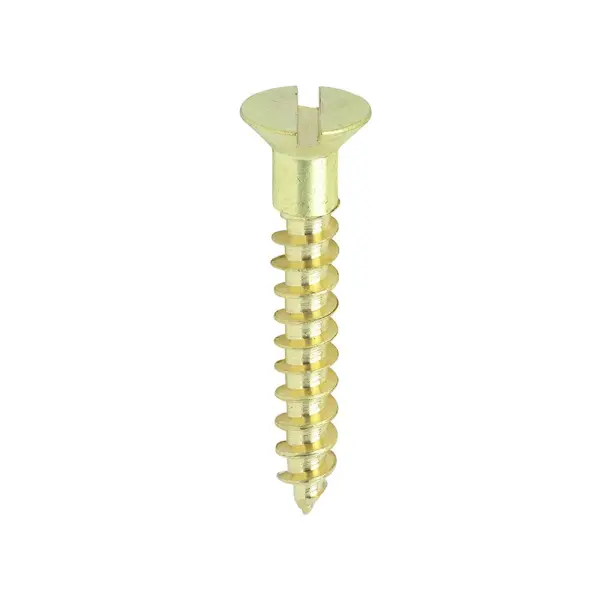 Timco Solid Brass Timber Screws, Slotted Countersunk, 7x1 (200 Pack)