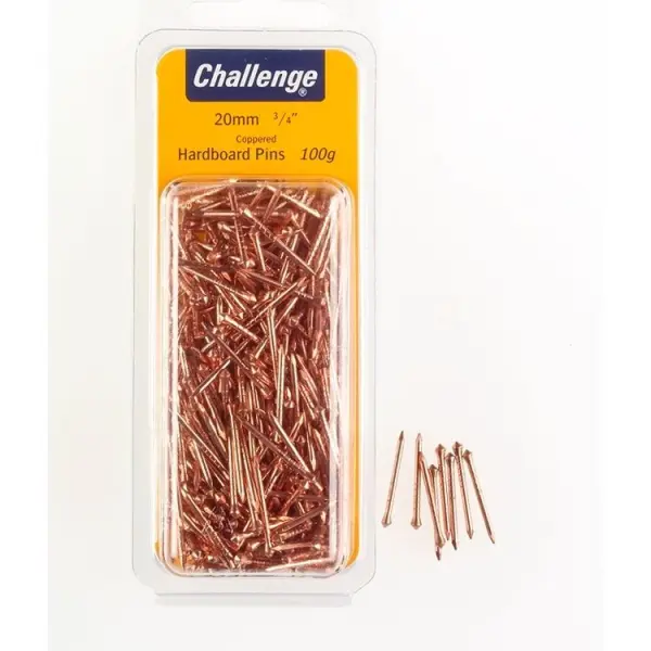 Challenge Copper Plated Hardboard Pins 20mm 100g