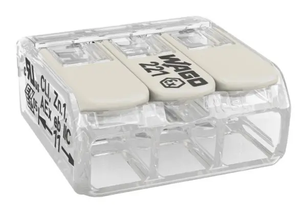 WAGO - 3 Pole Terminal Block / Splicing Connector with Grey Lever Lock, 440V - 4mm 20A