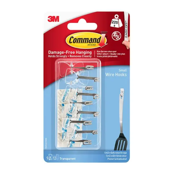 Command Clear Small Wire Hooks Value Pack, 9-Pack, 225g