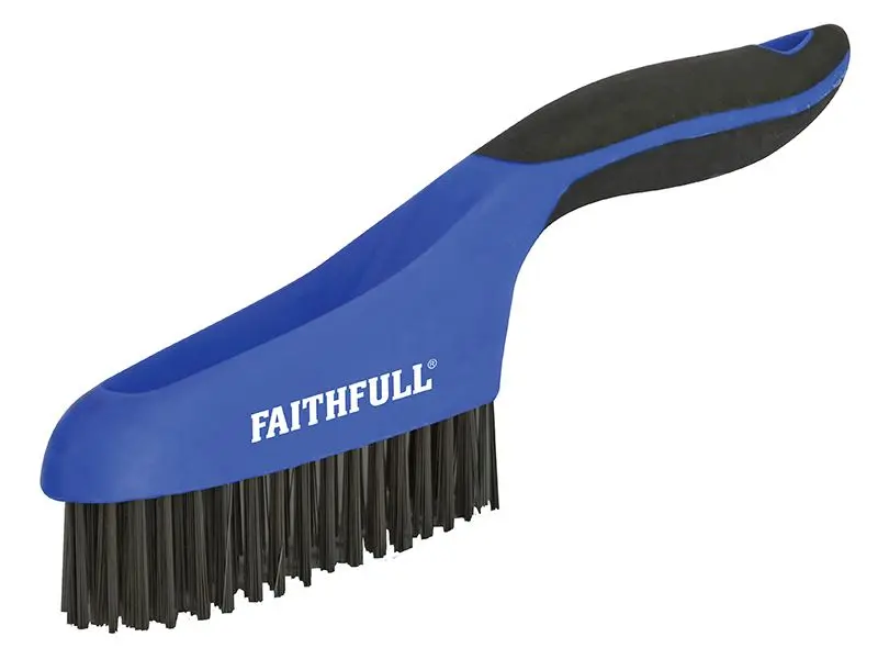 Faithfull Cepillo Rascador de Acero con Empuñadura Suave, 4 x 16 Filas, 148g