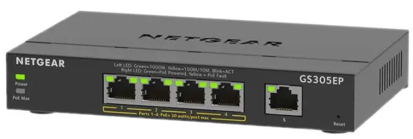 NETGEAR GS305EP 5-Port PoE+ Gigabit Managed Switch, 63W