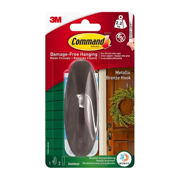 Command™ Outdoor Designer Hook, Large, Bronze, 2.2kg