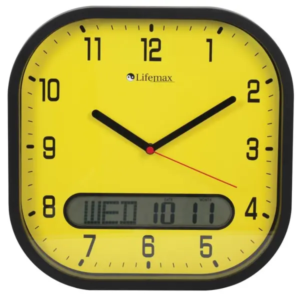 LIFEMAX - Jam Dinding Paparan Hari-Tarikh Kontras Tinggi