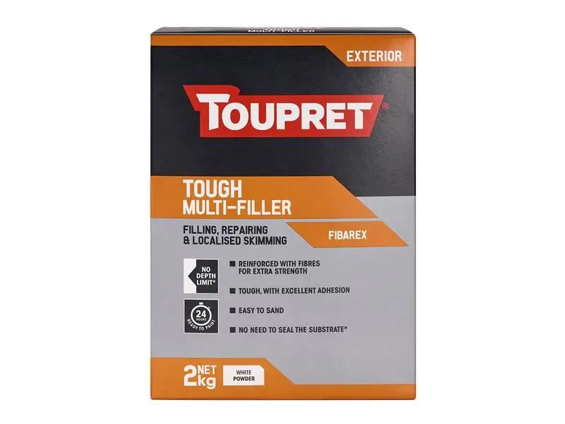 Toupret Masilla Multiusos Resistente 2kg, Reforzada con Fibras, Exterior