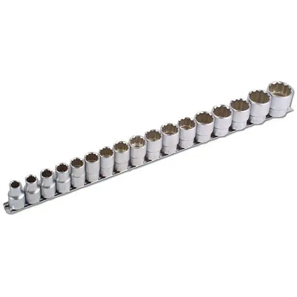 Laser 1/2 Drive 17 Piece Bi-Hex Socket Set, 10-30mm