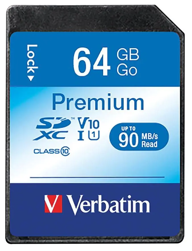 Carte mémoire Verbatim Premium U1 SDXC, 64 Go, 90 Mo/s