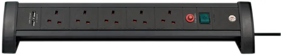 BRENNENSTUHL Premium Office FB Prodloužený kabel, 5 zásuvek s USB, 3m, černý