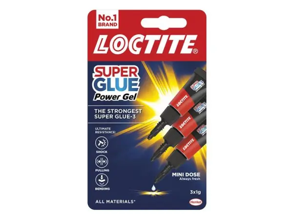 Loctite Super Glue Power Gel Trio Beag 3 x 1g