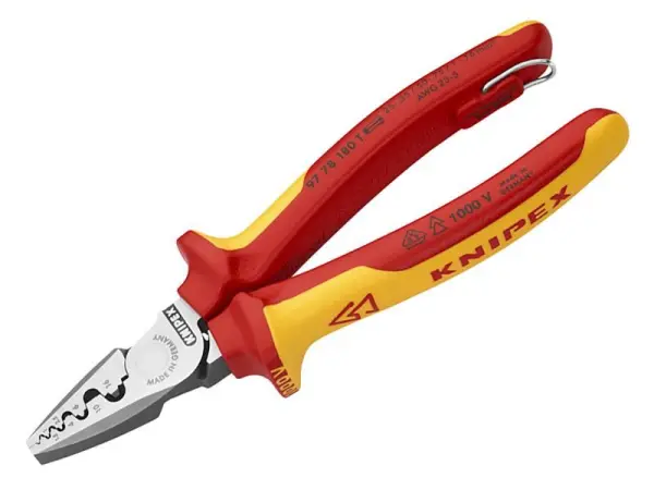 KNIPEX VDE対応 圧着ペンチ テザー用アタッチメント付き 180mm