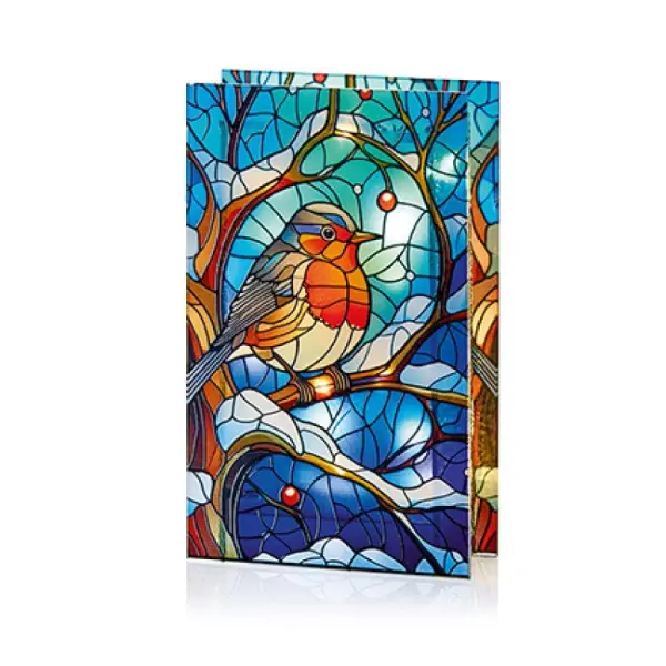 Premier Decorations Stained Glass LED Table Top Decoration - Robin