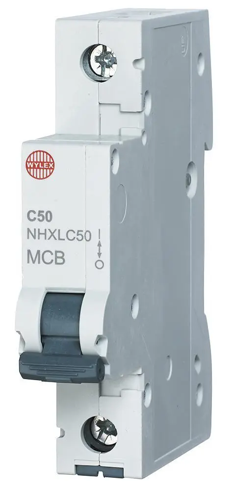Wylex 50A Single Pole Type C MCB, DIN Rail Mounted