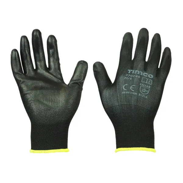 Timco Guantes de Ajuste Duradero, Revestimiento PU y Poliéster, Talla M