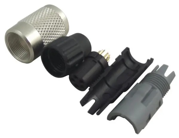 Connecteur circulaire femelle BINDER 5 voies, 125V/3A, doré