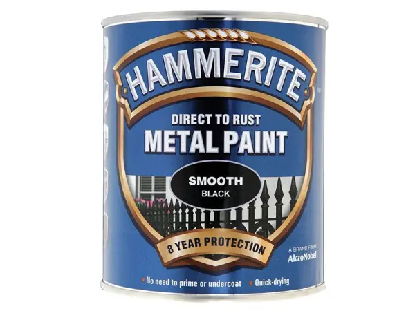 Hammerite - Peinture Métal Anti-Rouille Directe, Lisse Noir, 750ml