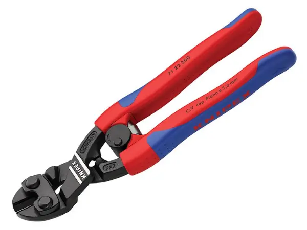 Knipex CoBolt® מחתכי ברגים קומפקטיים 200 מ״מ, ראש בזווית 20°, ידית מרובת רכיבים
