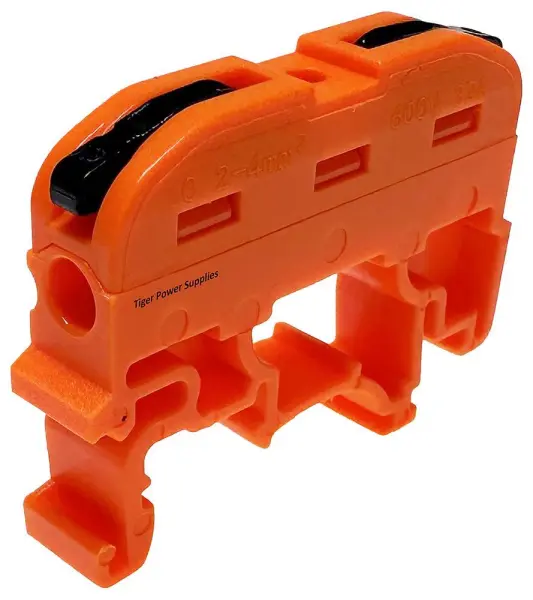Tiger Power 2 Conductor Through Terminal Block with Lever Locks - Orange 24 600V 32A