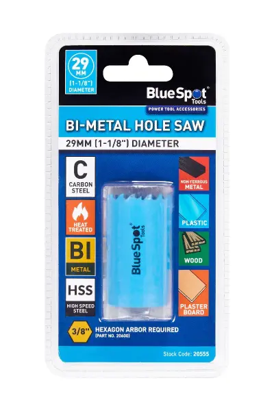 Blue Spot Tools 29mm 雙金屬開孔鋸 (1-1/8吋) 專業級多功能鑽孔鋸