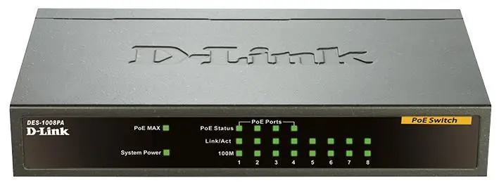 Commutation PoE D-LINK 8 Ports Fast Ethernet pour Bureau