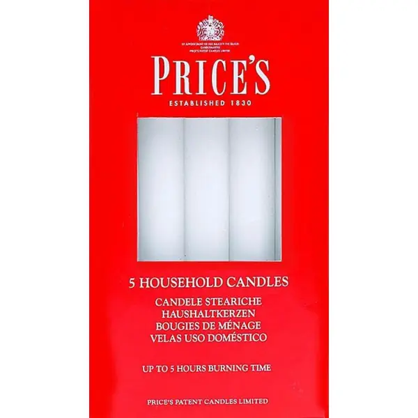 Price's Household White Candles 5 Pack