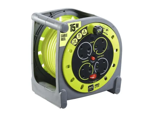 Masterplug PRO-XT 4-Socket Cable Reel, 15m, 240V, 13A