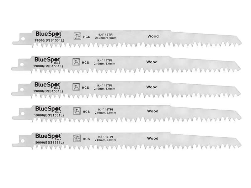 Blue Spot Tools - HCS Säbelsägeblatt 240mm x 5 TPI, 5er Pack