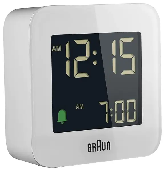 BRAUN BC08 Digital Travel Alarm Clock, White
