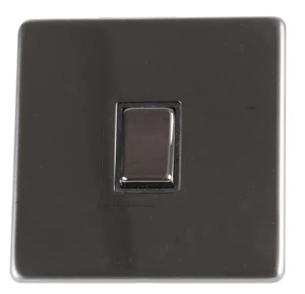 PRO ELEC Schroefloze Lichtschakelaar, 1 Gang 2 Weg, Black Nickel