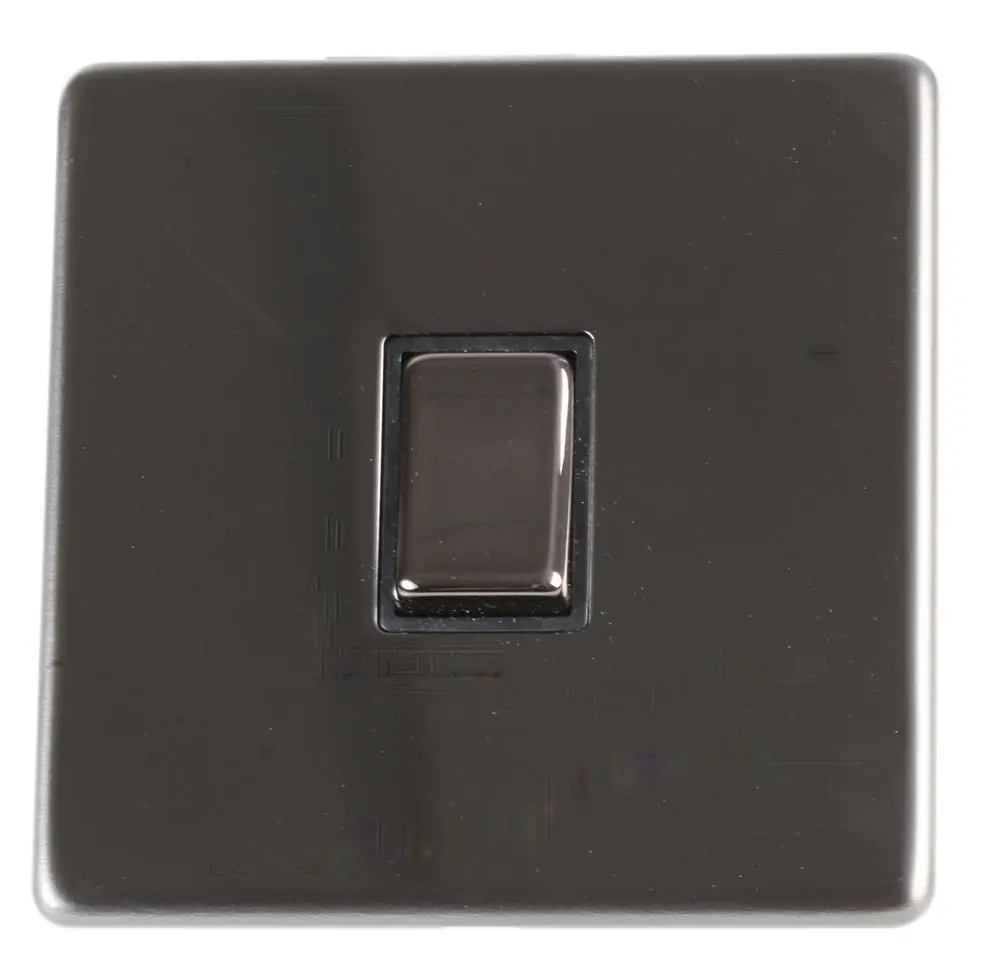 PRO ELEC Interruptor sin Tornillos, 1 Módulo 2 Vías, Negro Níquel