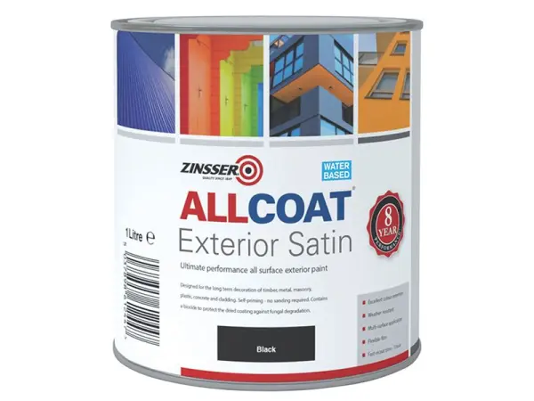 Zinsser AllCoat Εξωτερικό Χρώμα, Μαύρο, 1 Λίτρο