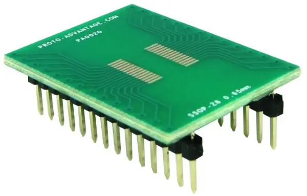 PROTO ADVANTGE מתאם SSOP28 ל-DIP28, מרווח 0.65 מ״מ